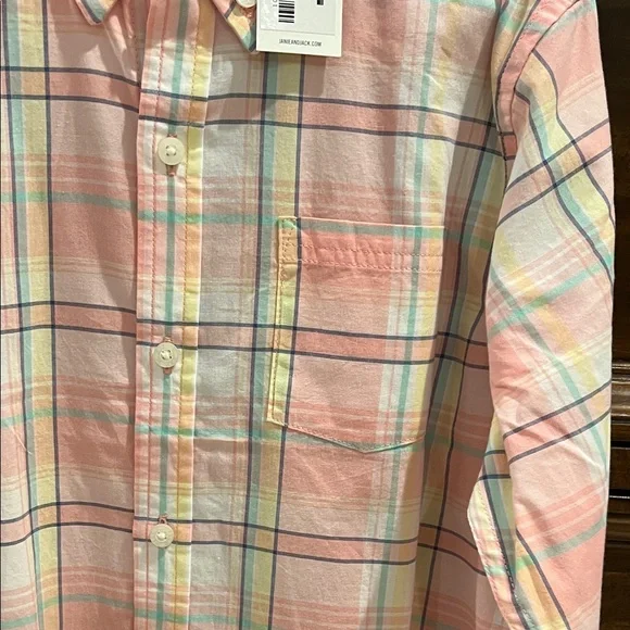 NWT! Janie and Jack Pink Plaid Button-Down Shirt - Picture 3 of 6